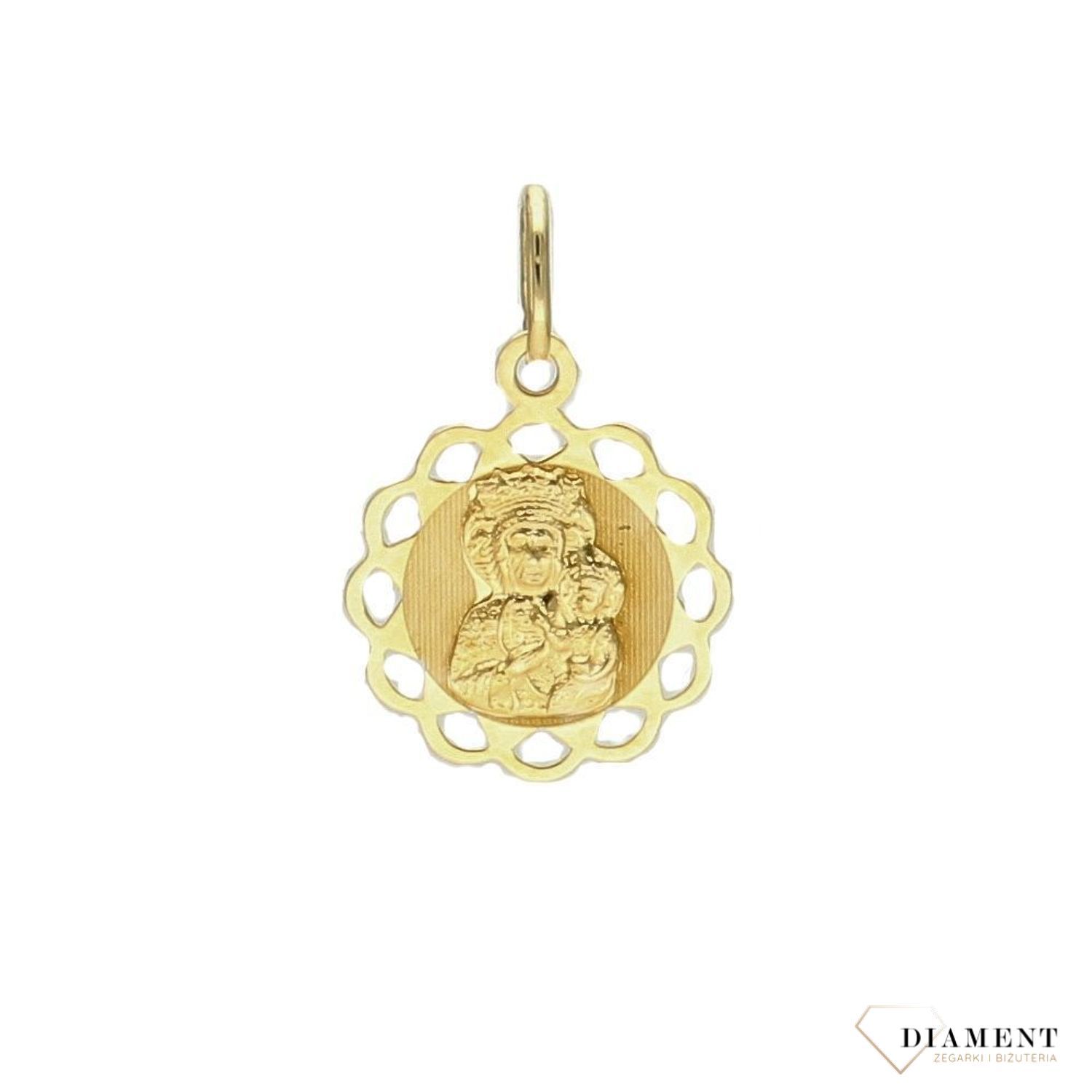 Złota zawieszka medalik z ażurową koronką ZA 4083.jpg